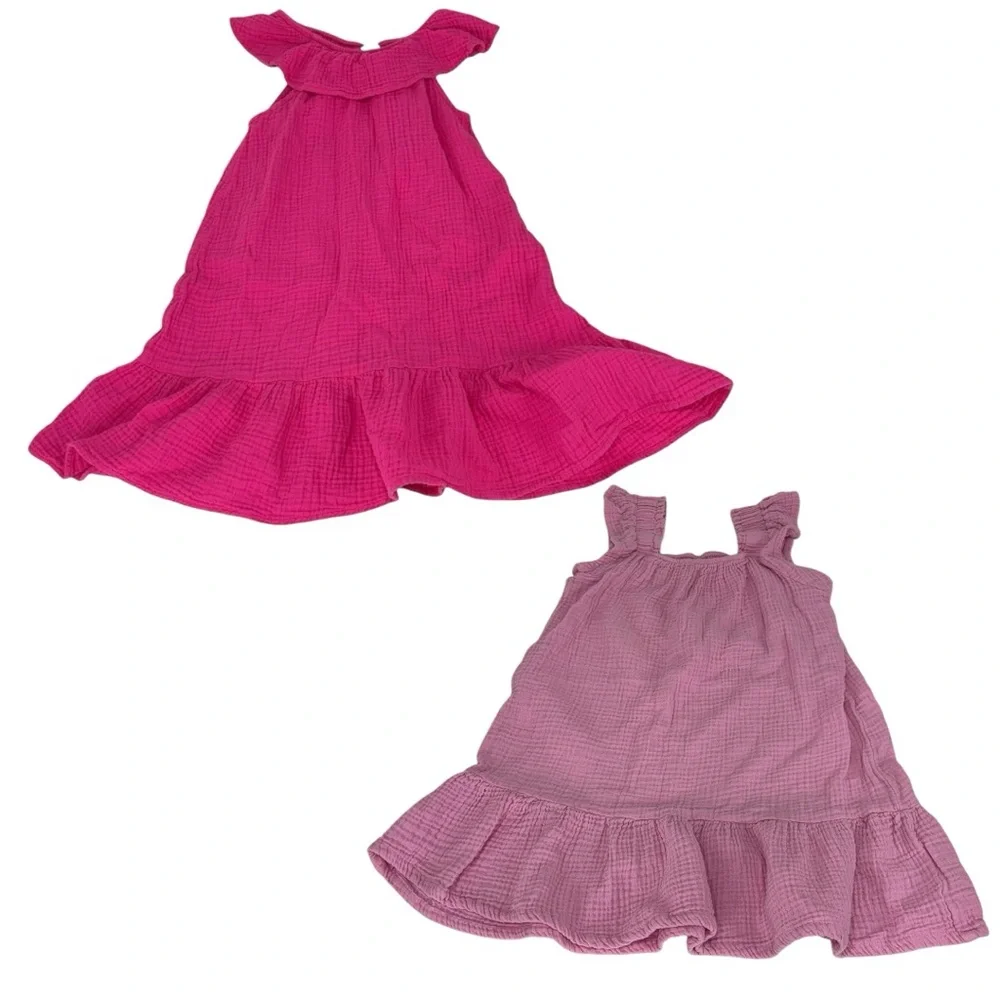 Pink & Fuchsia Wonder Nation Toddler Girl Ruffled & Flutter Sleeve Dress 5T - Picture 4 of 14